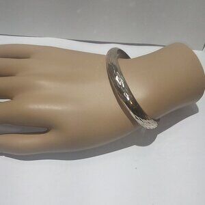 Sterling Diamond Cut Cuff Bracelet With SAfety